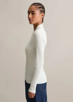 Geripptes Poloshirt slim aus Organic Cotton-Stretch-Jersey