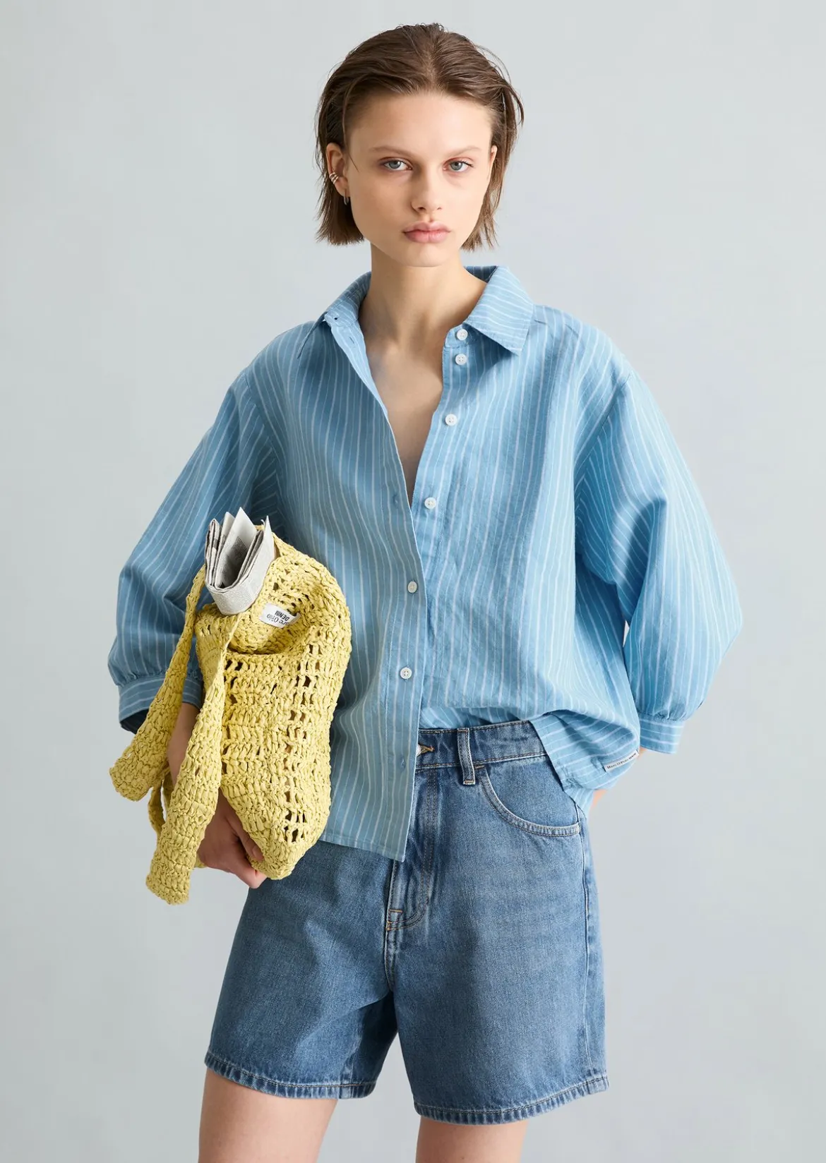 Gestreifte Bluse relaxed aus Leinen-Baumwolle-Mix