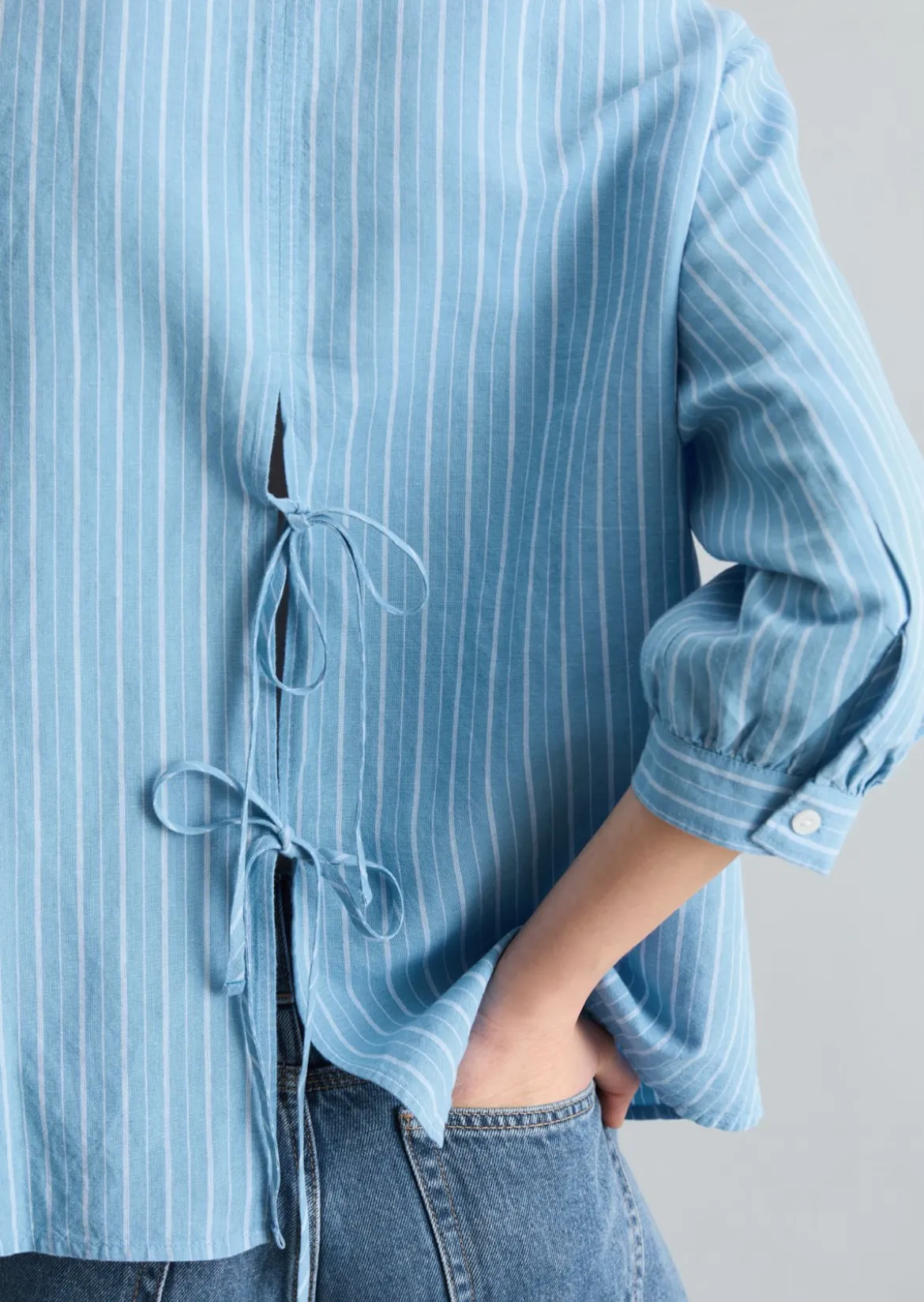 Gestreifte Bluse relaxed aus Leinen-Baumwolle-Mix