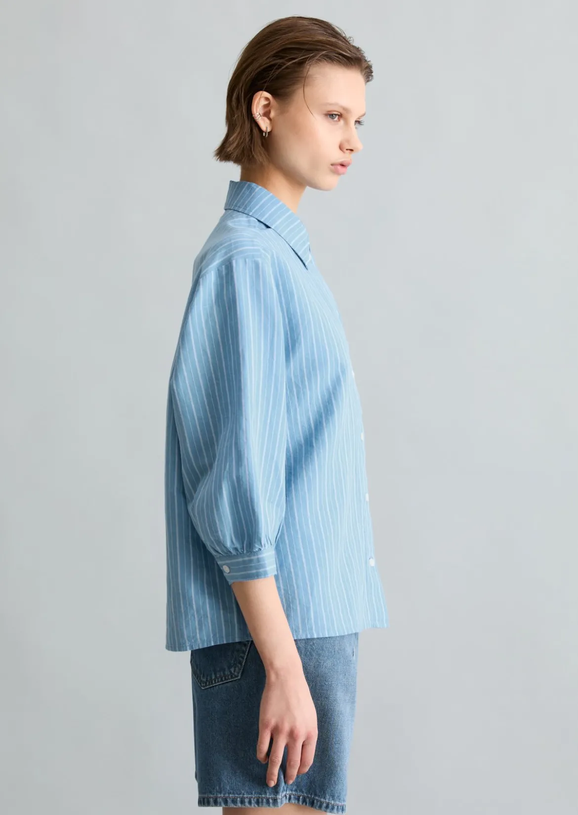 Gestreifte Bluse relaxed aus Leinen-Baumwolle-Mix