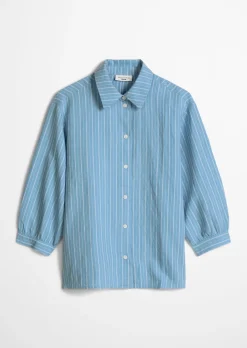 Gestreifte Bluse relaxed aus Leinen-Baumwolle-Mix