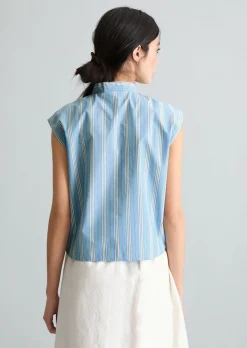 Gestreifte Bluse relaxed aus Papertouch-Popeline