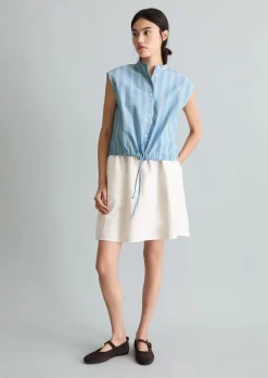 Gestreifte Bluse relaxed aus Papertouch-Popeline