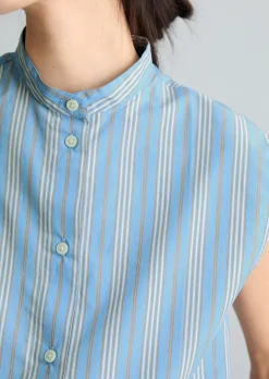 Gestreifte Bluse relaxed aus Papertouch-Popeline