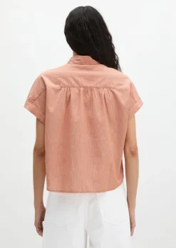 Gestreifte Bluse relaxed aus Baumwoll-Voile