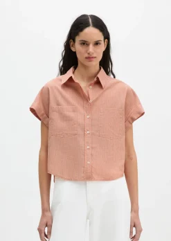 Gestreifte Bluse relaxed aus Baumwoll-Voile
