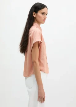 Gestreifte Bluse relaxed aus Baumwoll-Voile
