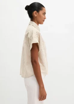Gestreifte Bluse relaxed aus Baumwoll-Voile