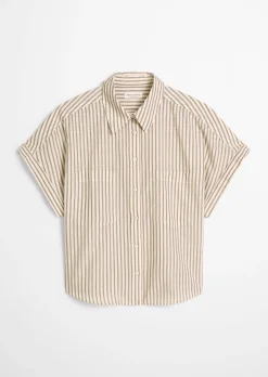 Gestreifte Bluse relaxed aus Baumwoll-Voile