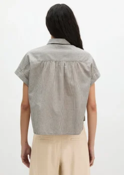 Gestreifte Bluse relaxed aus Baumwoll-Voile