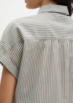 Gestreifte Bluse relaxed aus Baumwoll-Voile