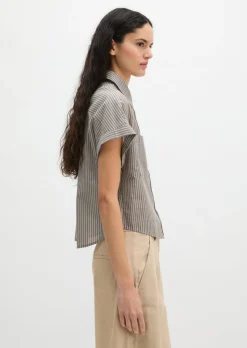 Gestreifte Bluse relaxed aus Baumwoll-Voile