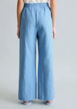 Gestreifte Pull-on-Pants relaxed aus Leinen-Baumwolle-Mix