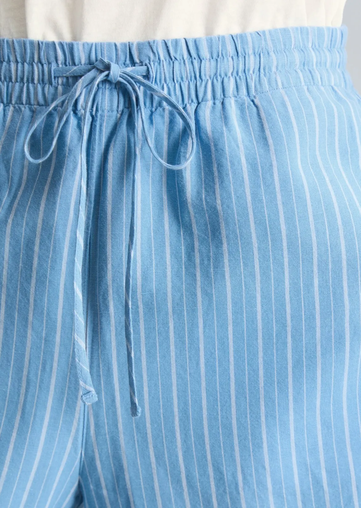Gestreifte Pull-on-Pants relaxed aus Leinen-Baumwolle-Mix