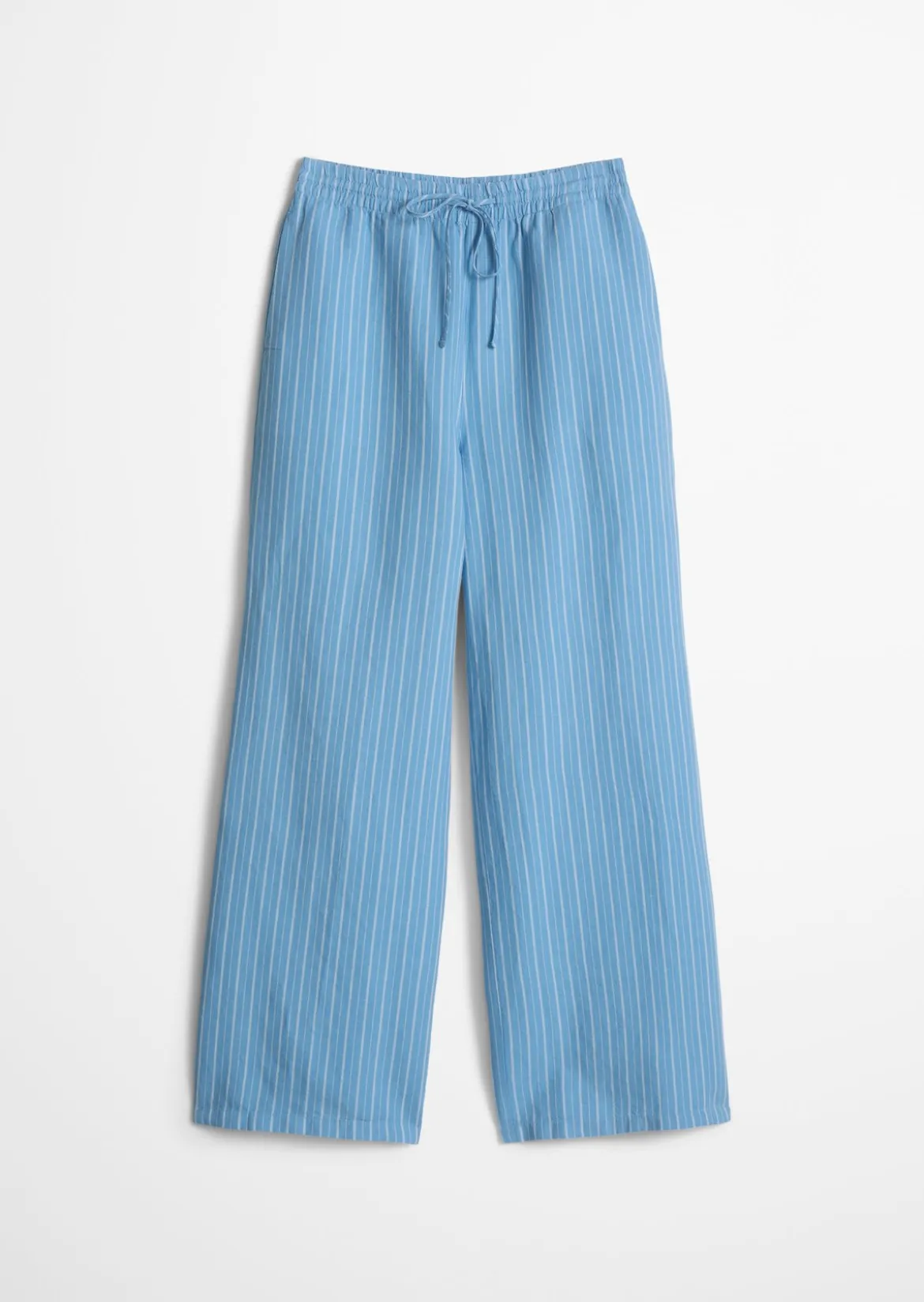 Gestreifte Pull-on-Pants relaxed aus Leinen-Baumwolle-Mix