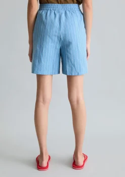 Gestreifte Shorts regular aus Leinen-Baumwolle-Mix