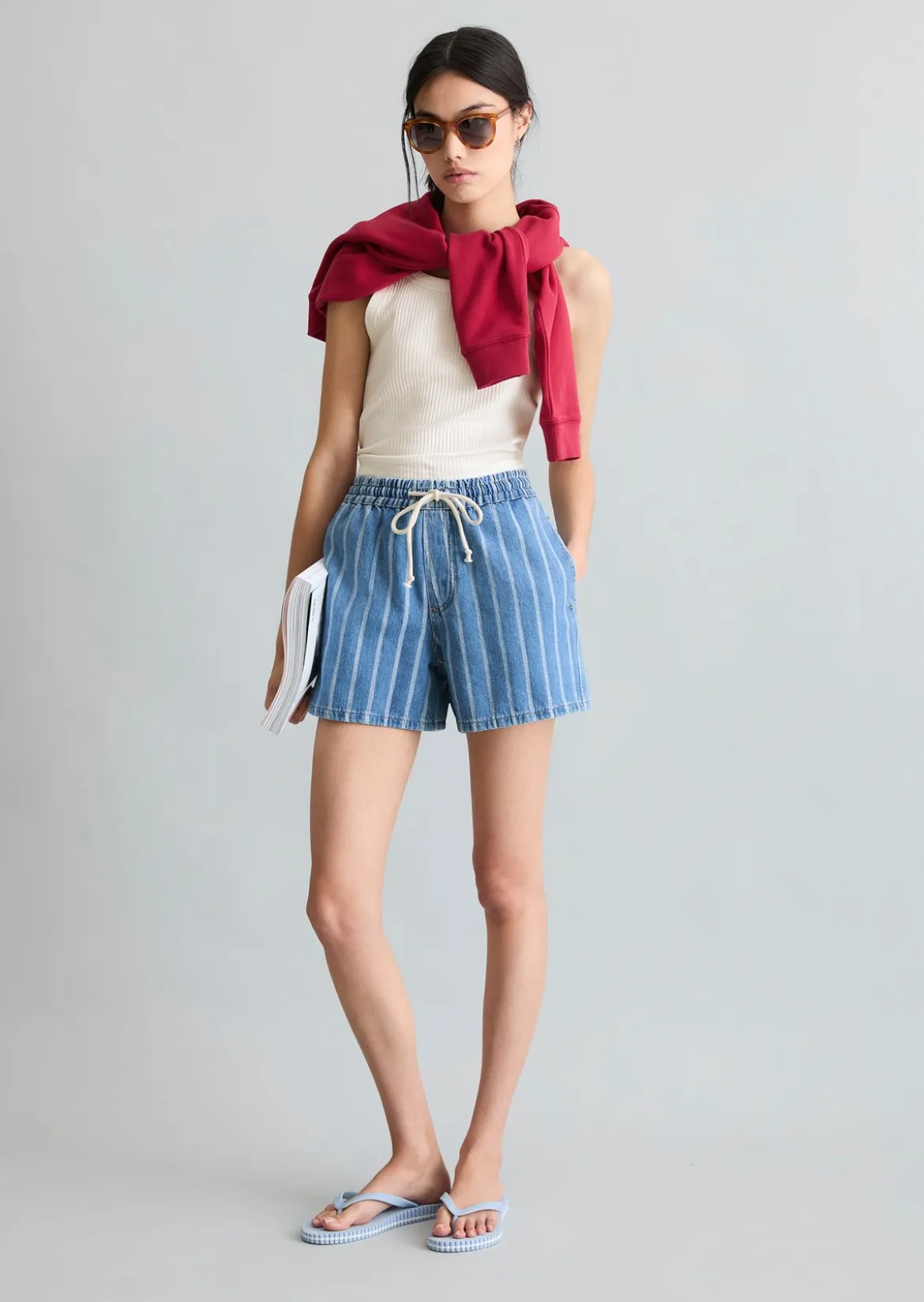Gestreifte Shorts relaxed aus reiner Bio-Baumwolle