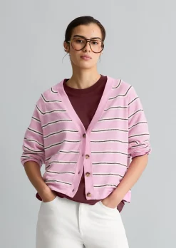 Gestreifter Cardigan regular aus Organic-Cotton-Modal-Mix