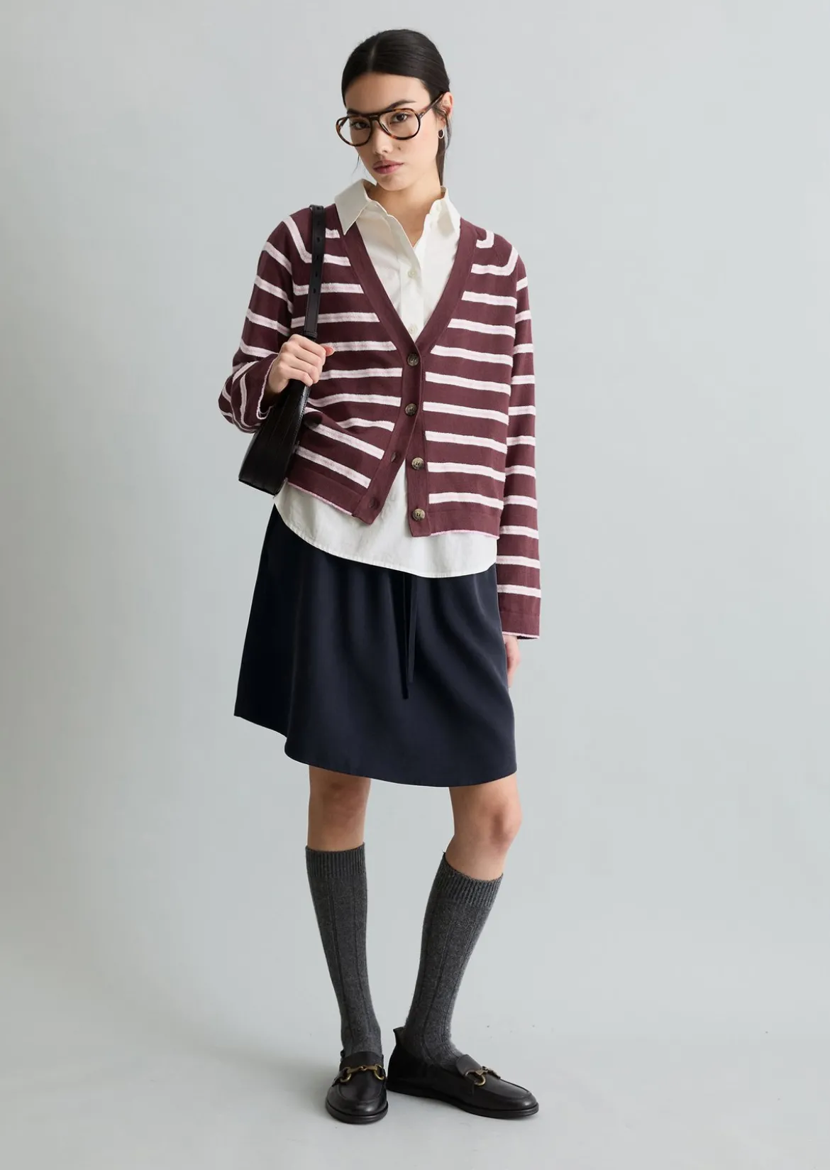Gestreifter Cardigan regular aus Organic-Cotton-Modal-Mix