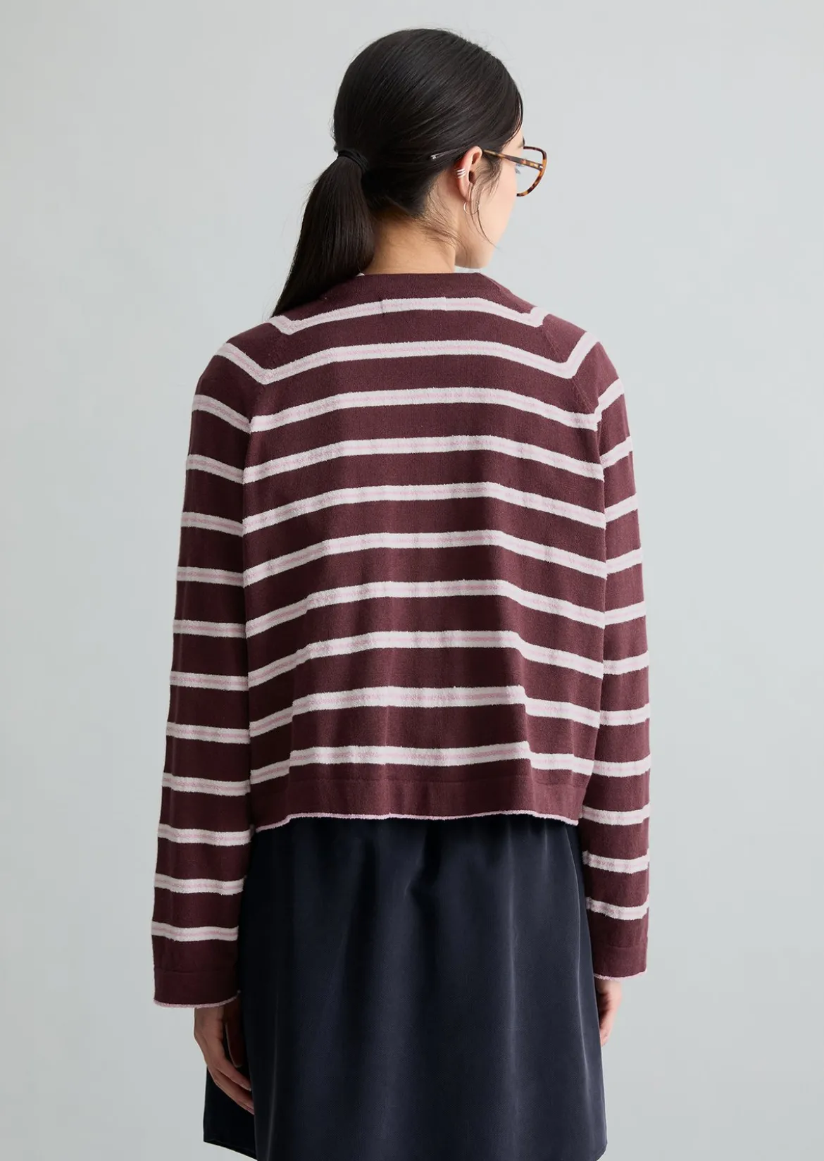 Gestreifter Cardigan regular aus Organic-Cotton-Modal-Mix