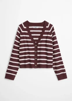 Gestreifter Cardigan regular aus Organic-Cotton-Modal-Mix