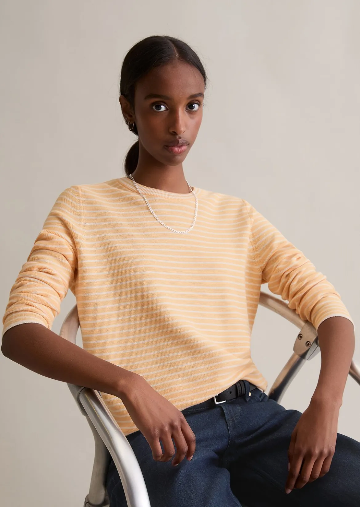 Gestreifter Pullover regular aus Compact Cotton
