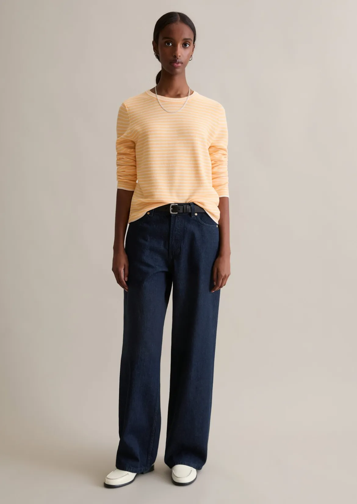 Gestreifter Pullover regular aus Compact Cotton
