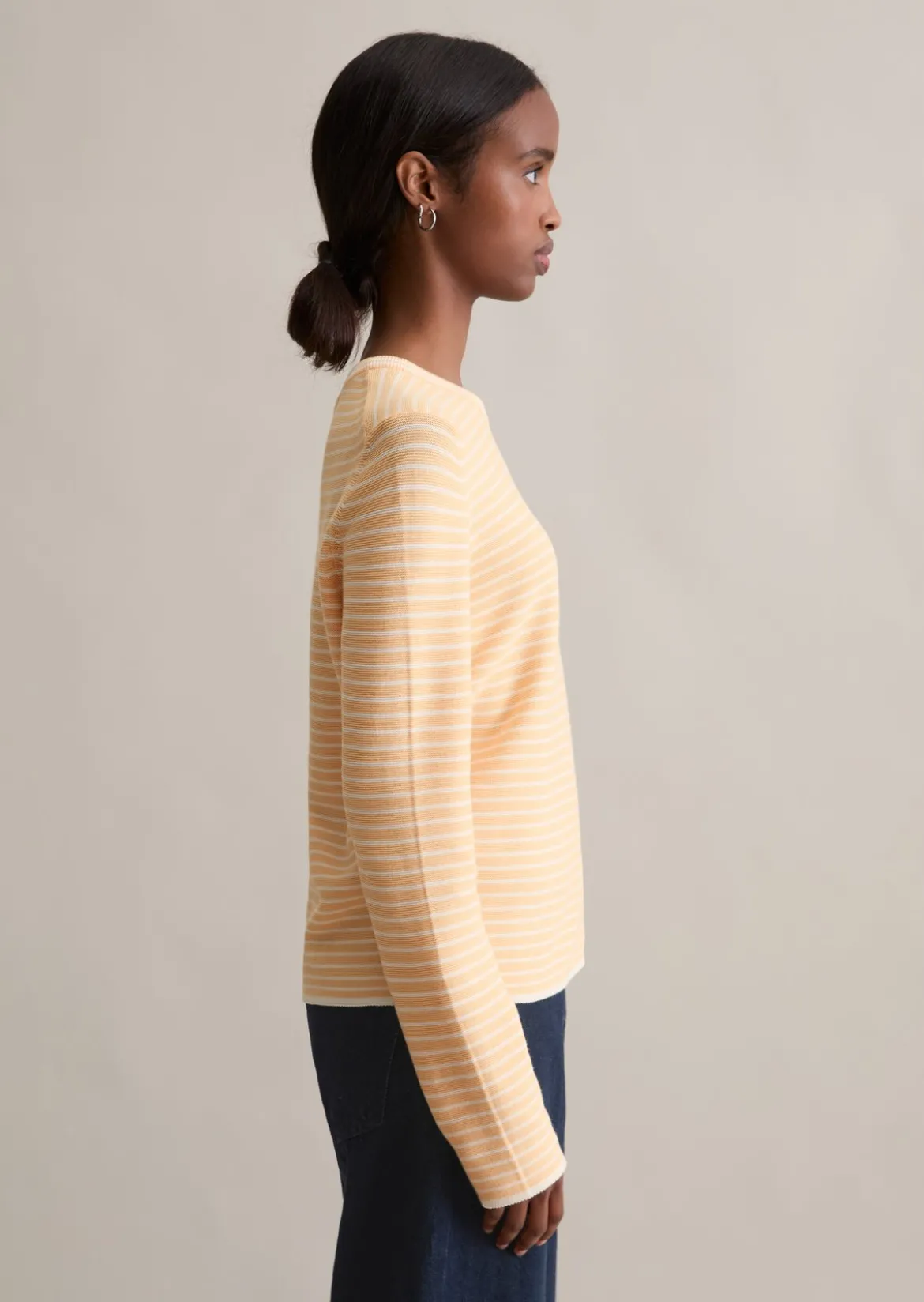 Gestreifter Pullover regular aus Compact Cotton
