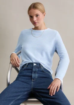 Gestreifter Pullover regular aus Compact Cotton