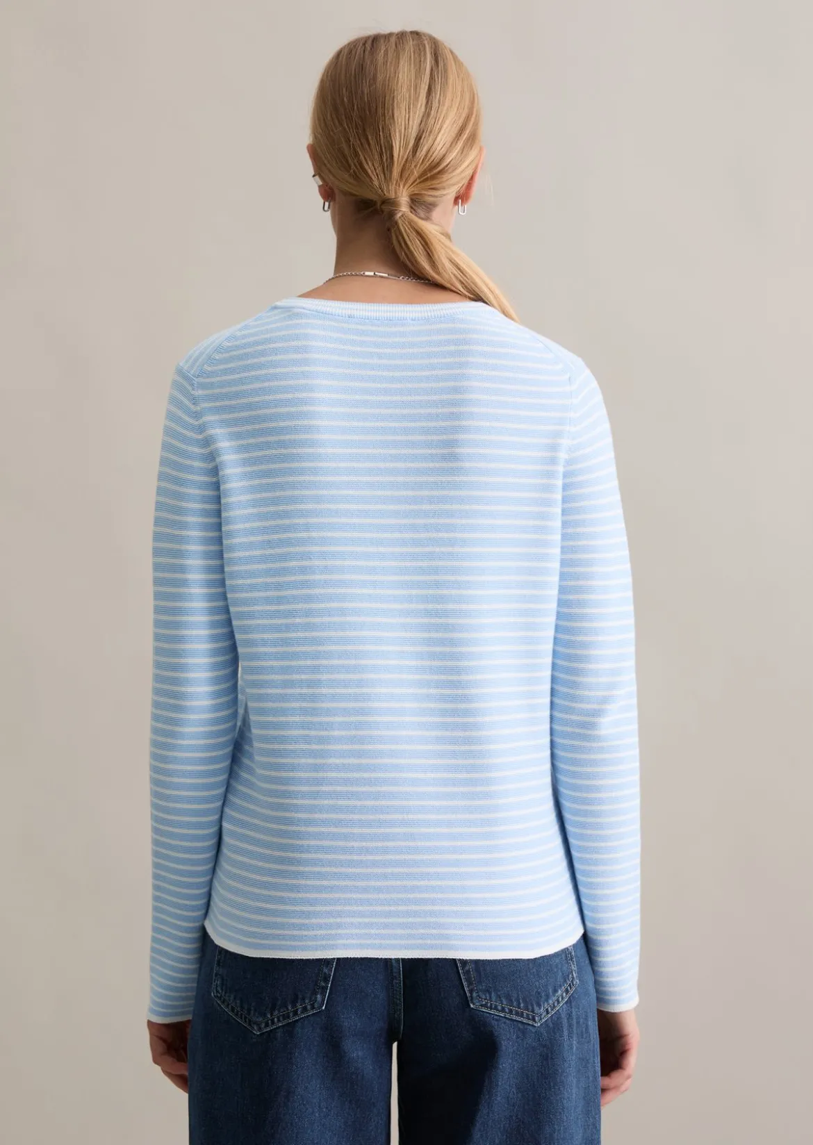 Gestreifter Pullover regular aus Compact Cotton