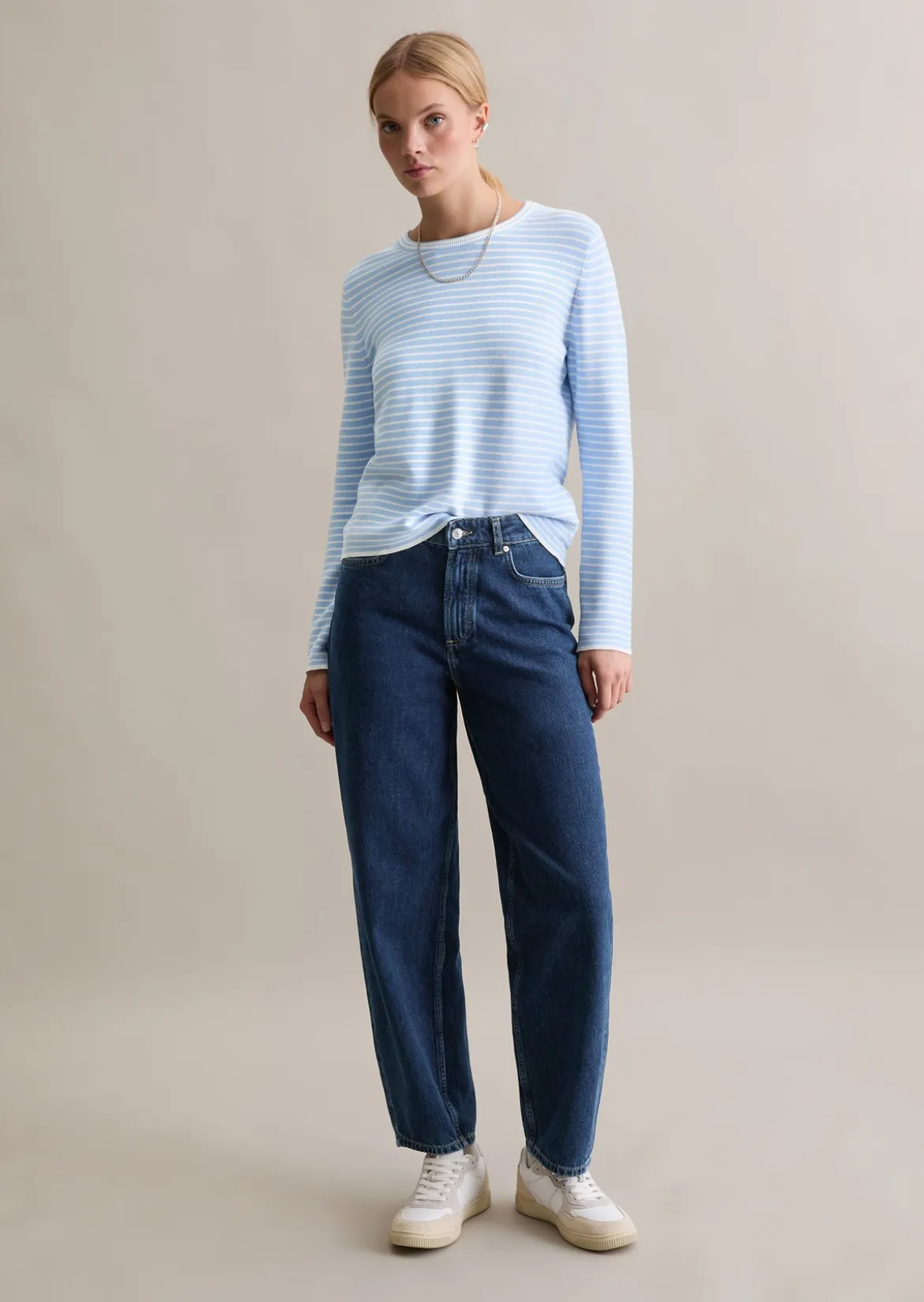 Gestreifter Pullover regular aus Compact Cotton