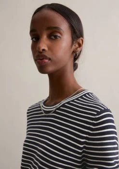 Gestreifter Pullover regular aus Compact Cotton