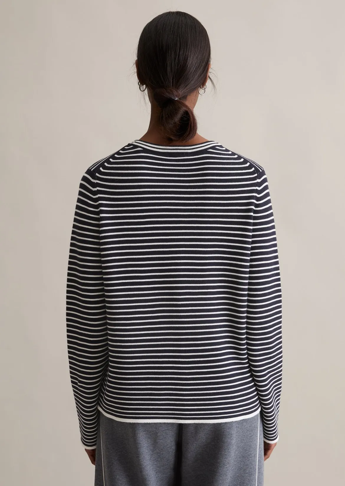 Gestreifter Pullover regular aus Compact Cotton