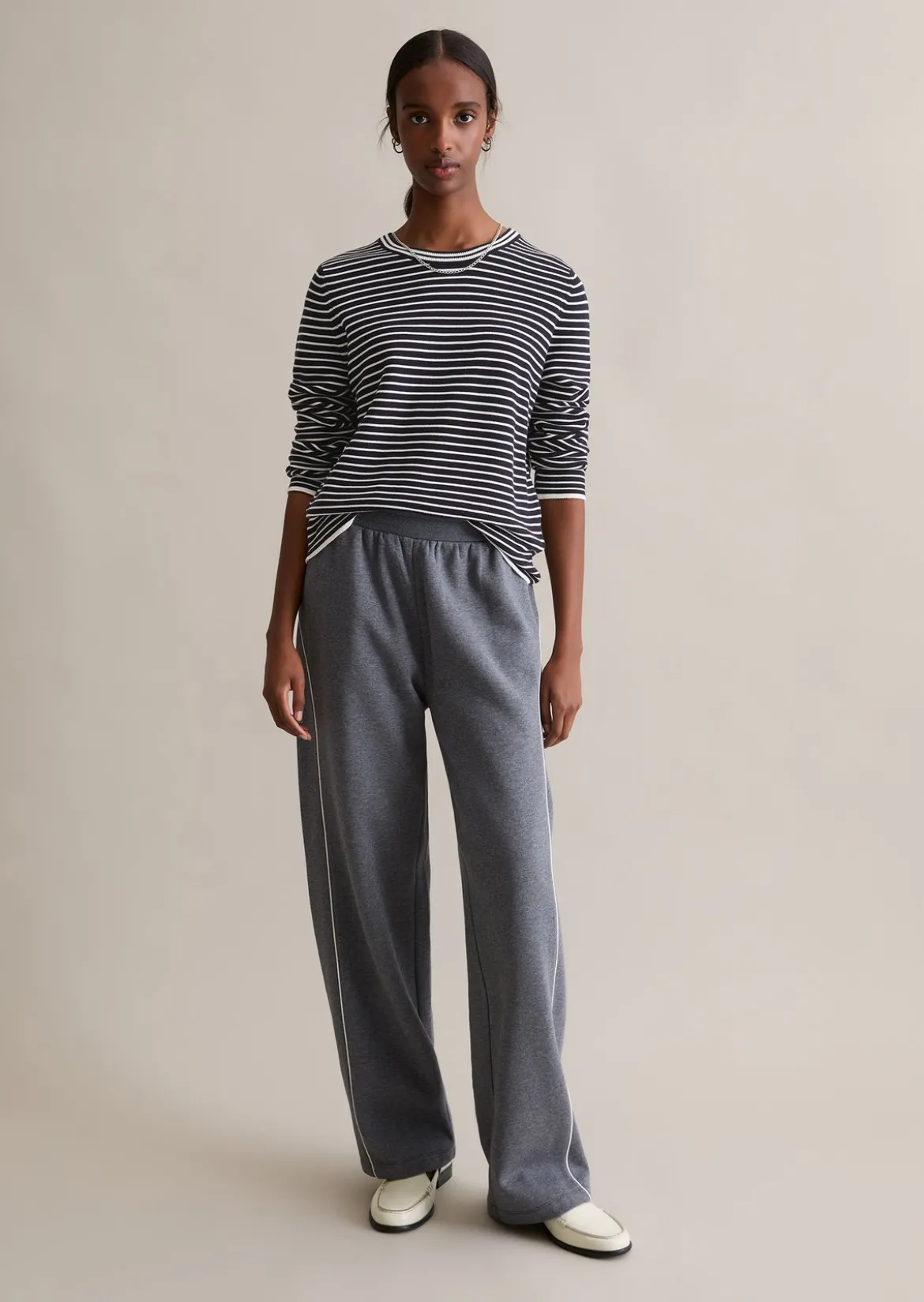 Gestreifter Pullover regular aus Compact Cotton
