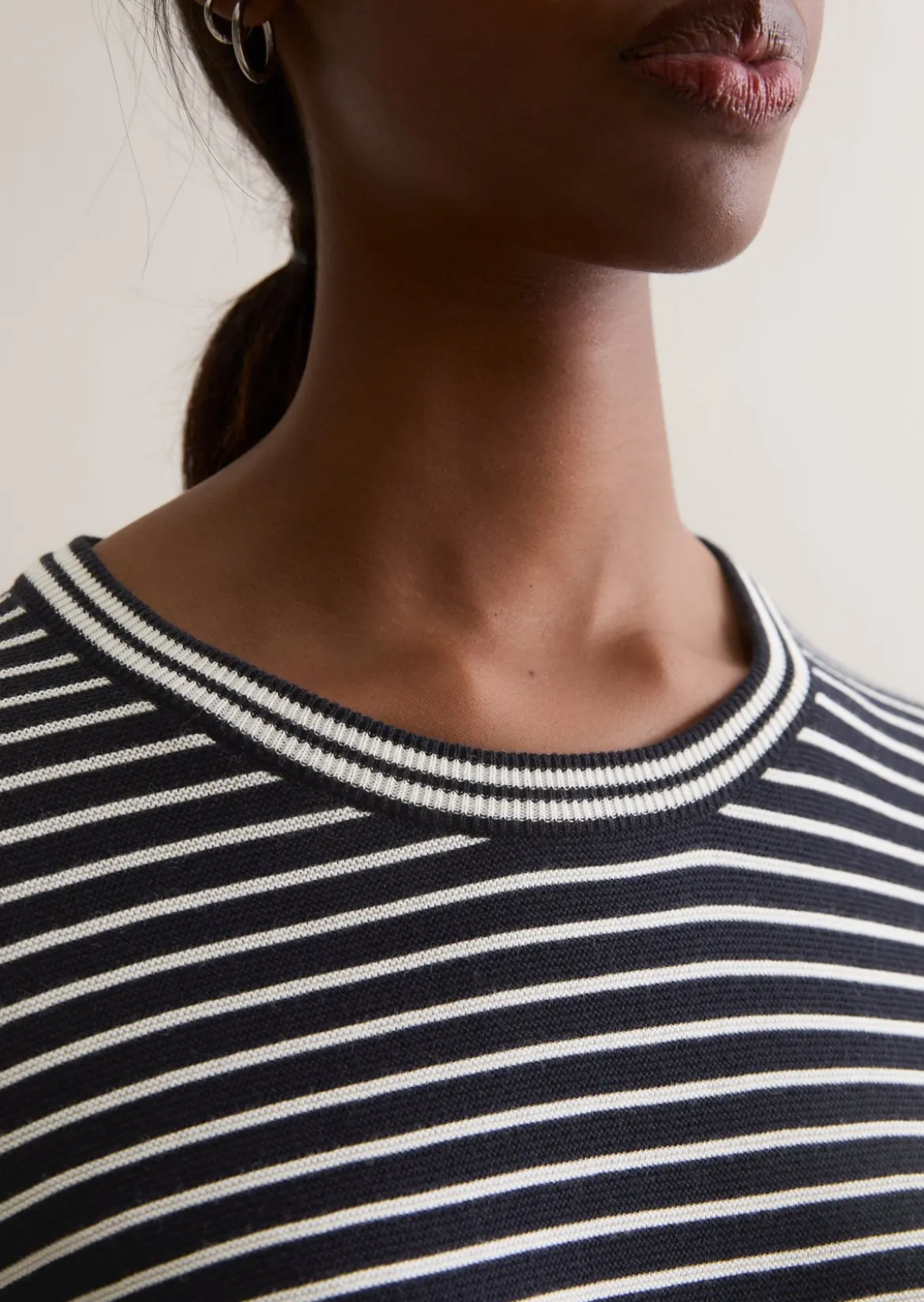 Gestreifter Pullover regular aus Compact Cotton