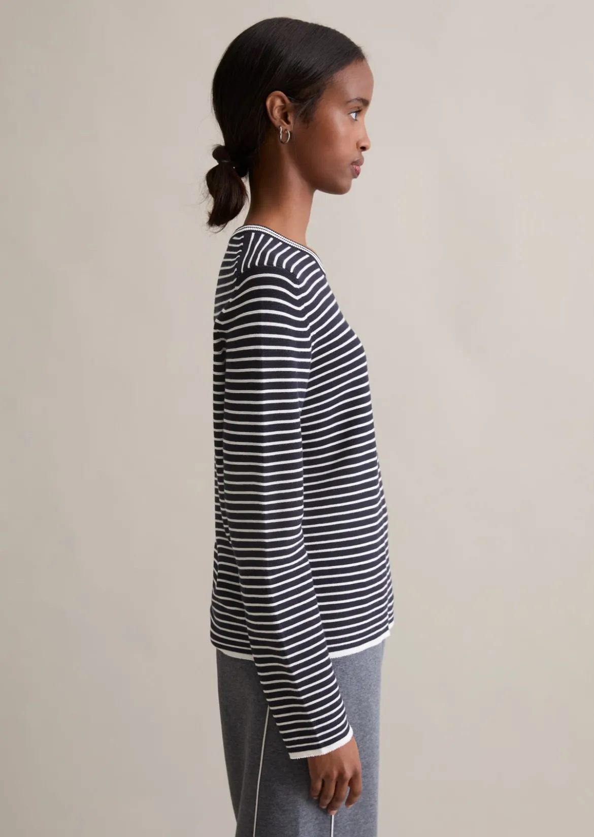 Gestreifter Pullover regular aus Compact Cotton