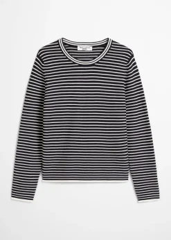Gestreifter Pullover regular aus Compact Cotton