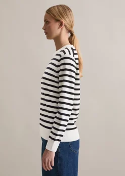 Gestreifter Pullover regular aus Soft Cotton Stretch