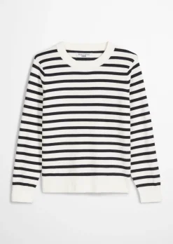 Gestreifter Pullover regular aus Soft Cotton Stretch