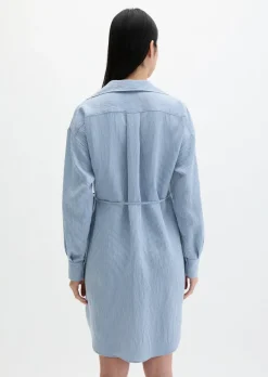 Gestreiftes Crinkle-Blusenkleid regular aus LENZING™ ECOVERO™