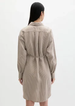 Gestreiftes Crinkle-Blusenkleid regular aus LENZING™ ECOVERO™