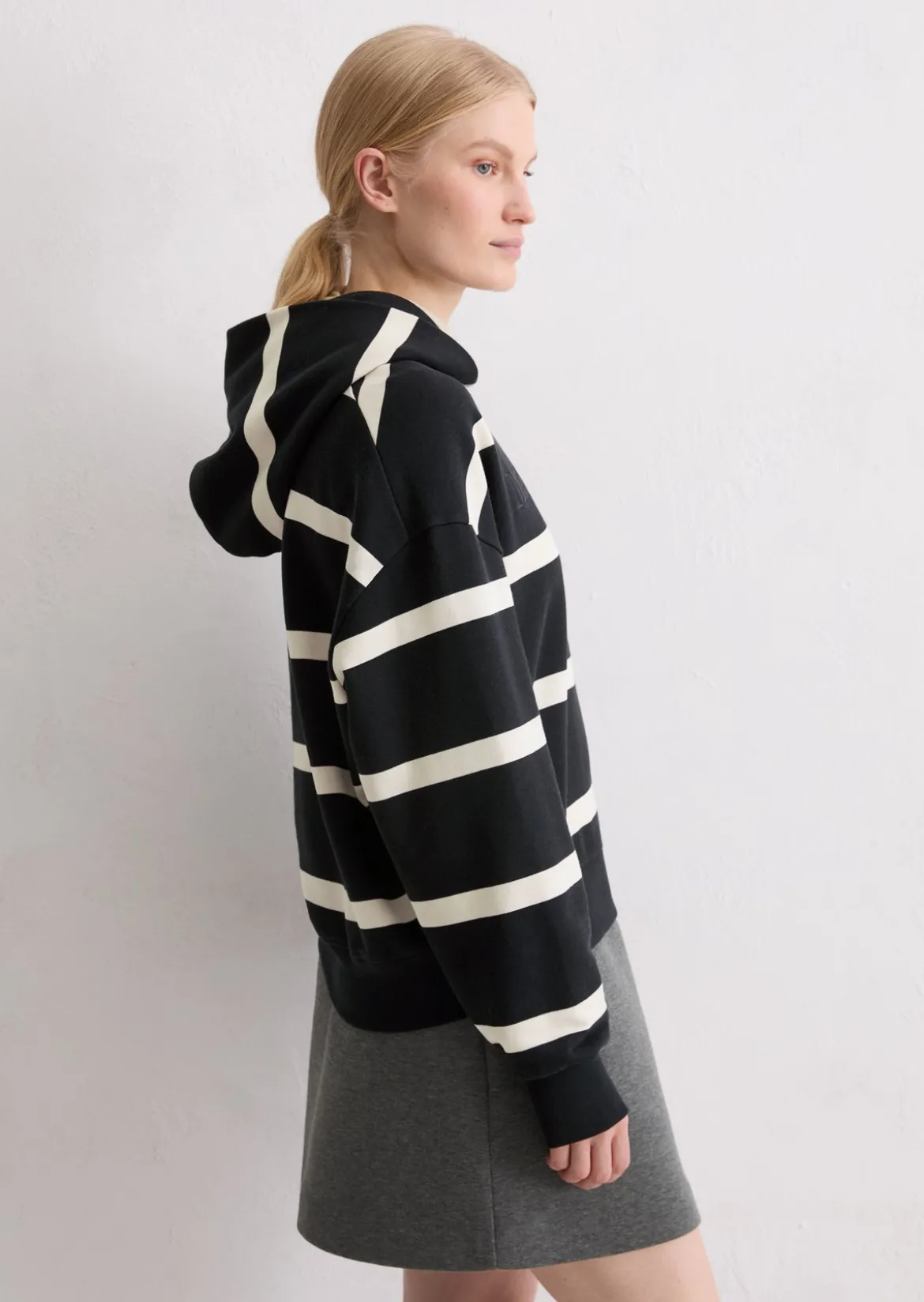 Gestreiftes Hoodie relaxed aus Organic Cotton