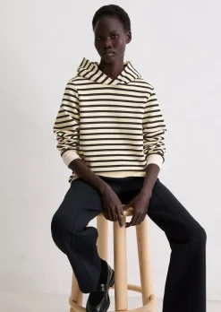 Gestreiftes Kapuzen-Sweatshirt relaxed aus Organic Cotton