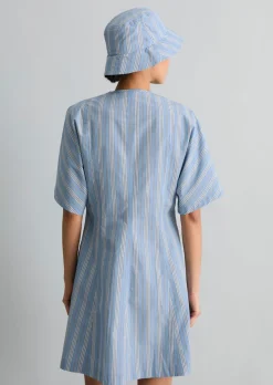 Gestreiftes Kleid flared aus Papertouch-Popeline
