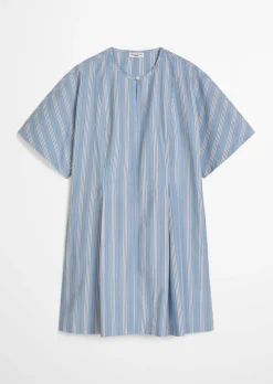 Gestreiftes Kleid flared aus Papertouch-Popeline