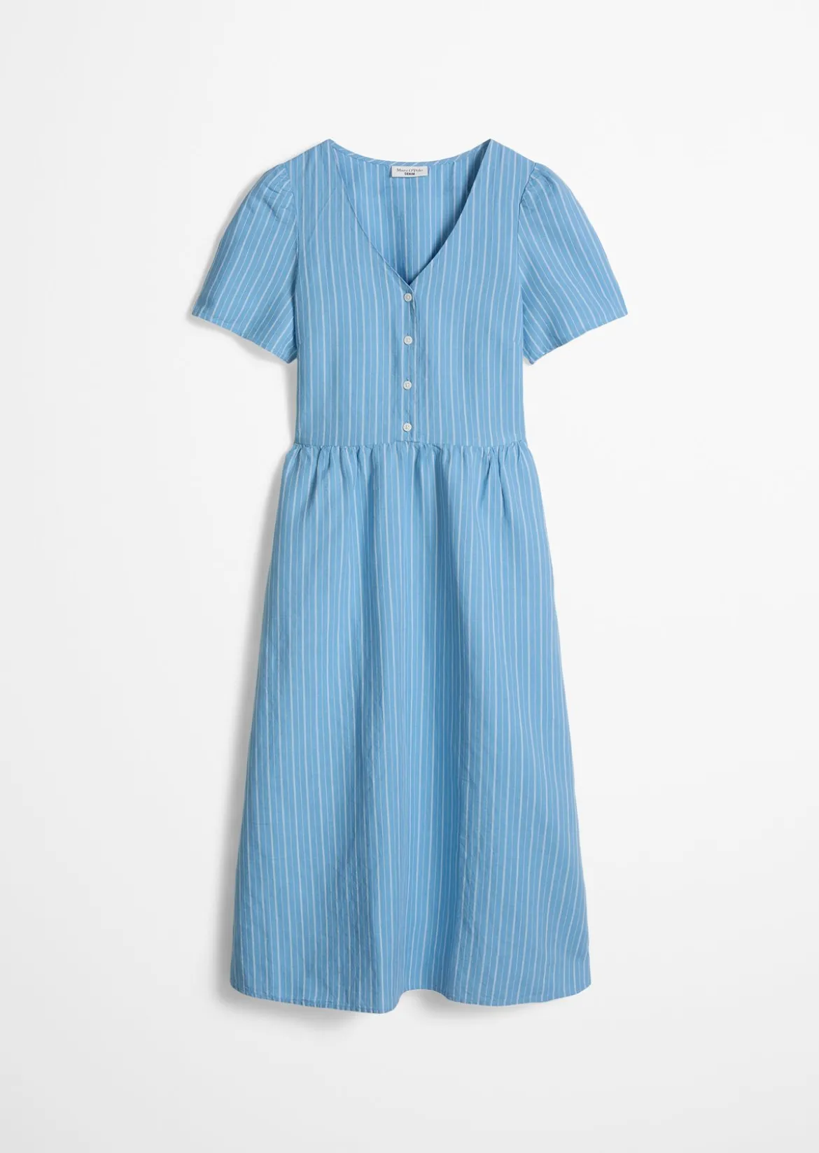 Gestreiftes Kleid regular aus Leinen-Baumwolle-Mix