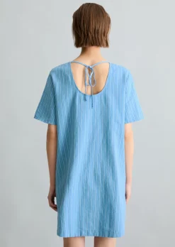Gestreiftes Kleid relaxed aus Leinen-Baumwolle-Mix