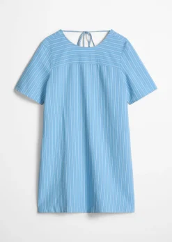 Gestreiftes Kleid relaxed aus Leinen-Baumwolle-Mix