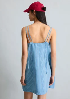 Gestreiftes Kleid relaxed aus Leinen-Baumwolle-Mix