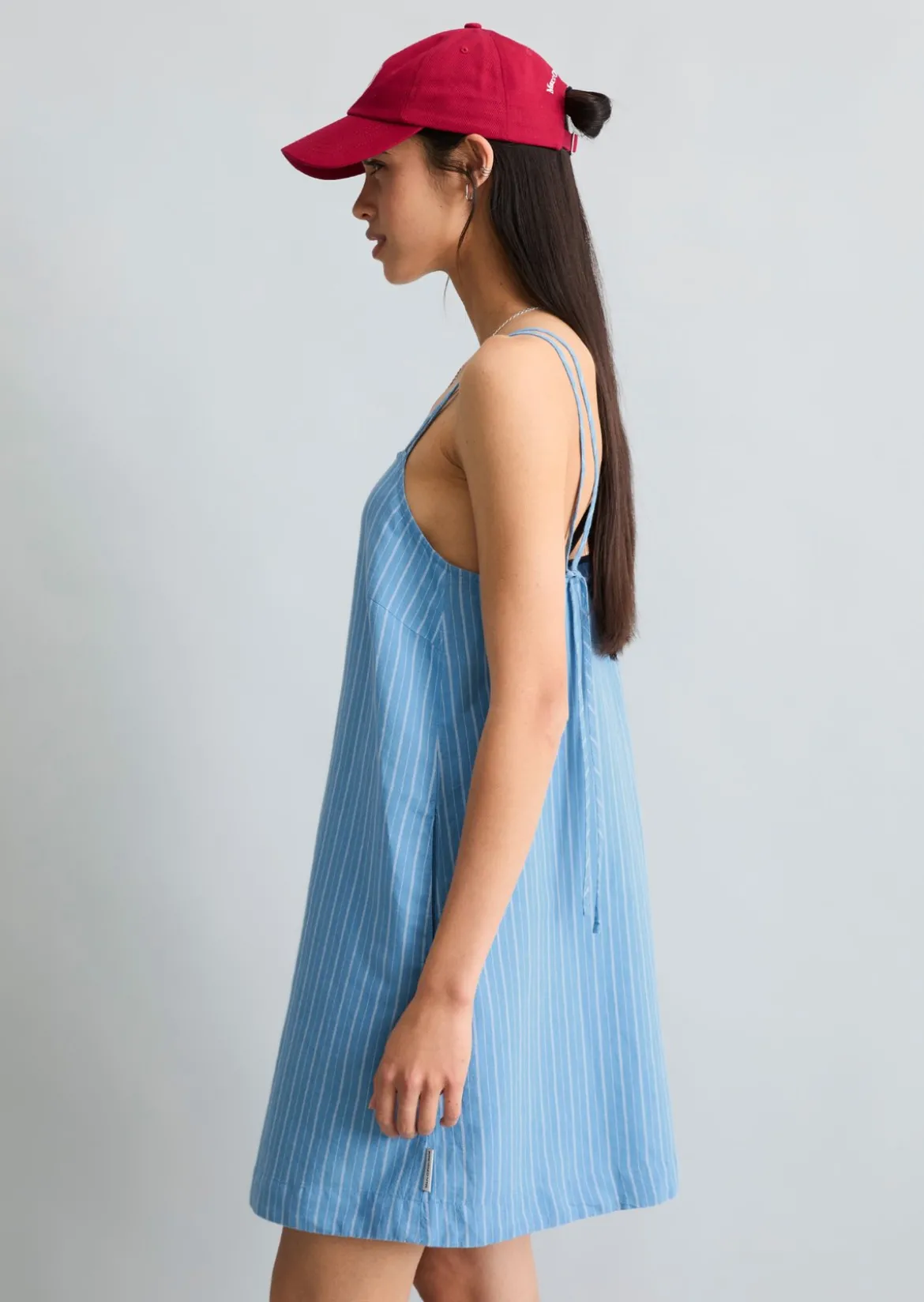 Gestreiftes Kleid relaxed aus Leinen-Baumwolle-Mix